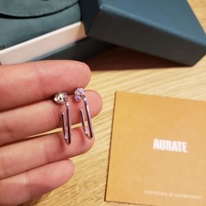 Aurate Oval Earrings - White Gold 14K